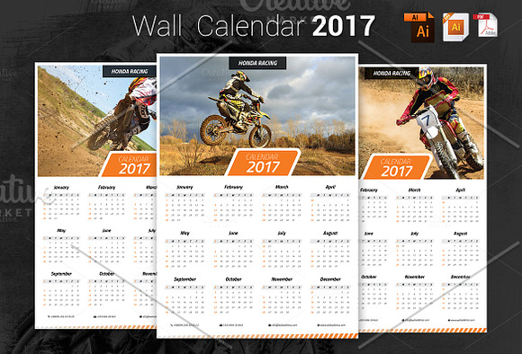 Wall Calendar 2017 in Stationery Templates - product preview 2