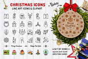 Line Christmas Icon Set + Bonus