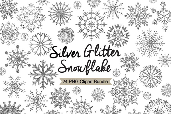 Silver Glitter Snowflake Clipart