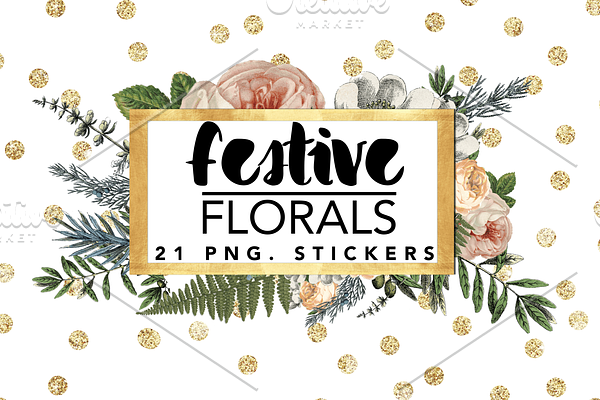 Festive Florals // stickers
