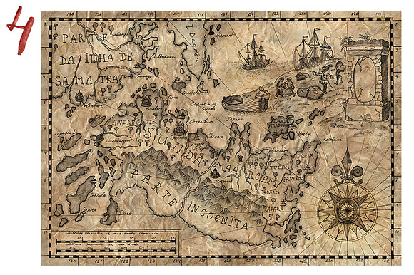 Vintage pirate maps. Part 2 in Illustrations - product preview 4