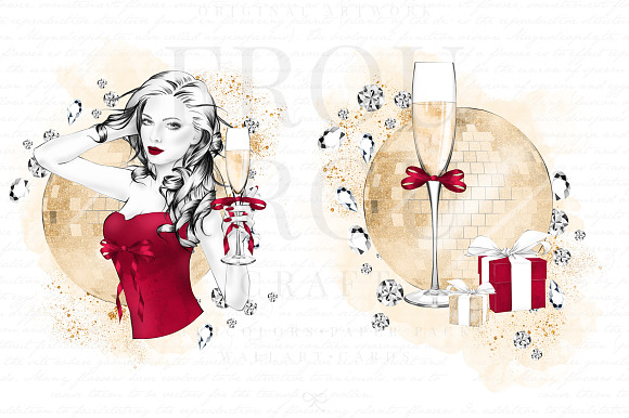Party Fashion Girl Clip Art in Illustrations - product preview 3