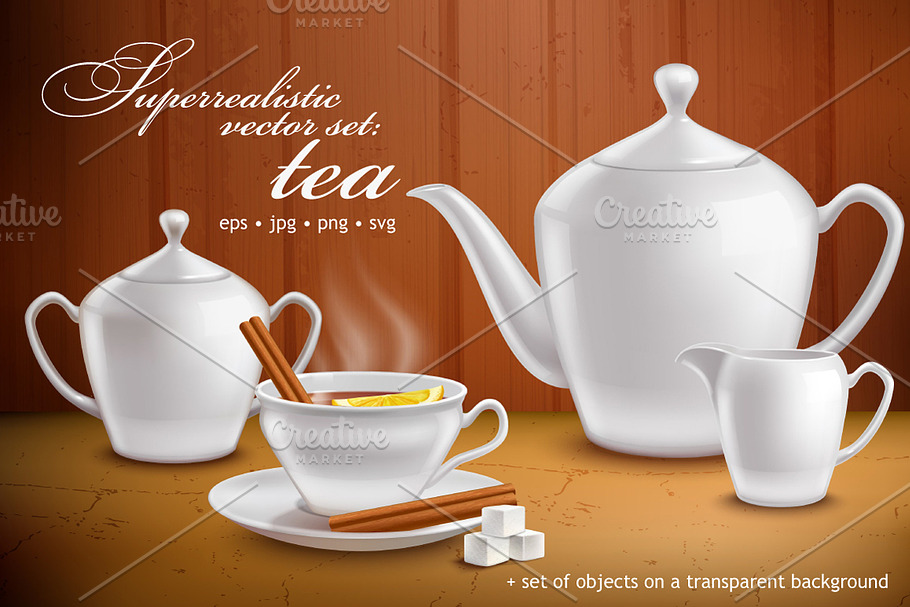 TeaTime SuperRealistic Set in Illustrations - product preview 8
