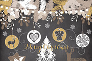Chalkboard gold christmas clipart