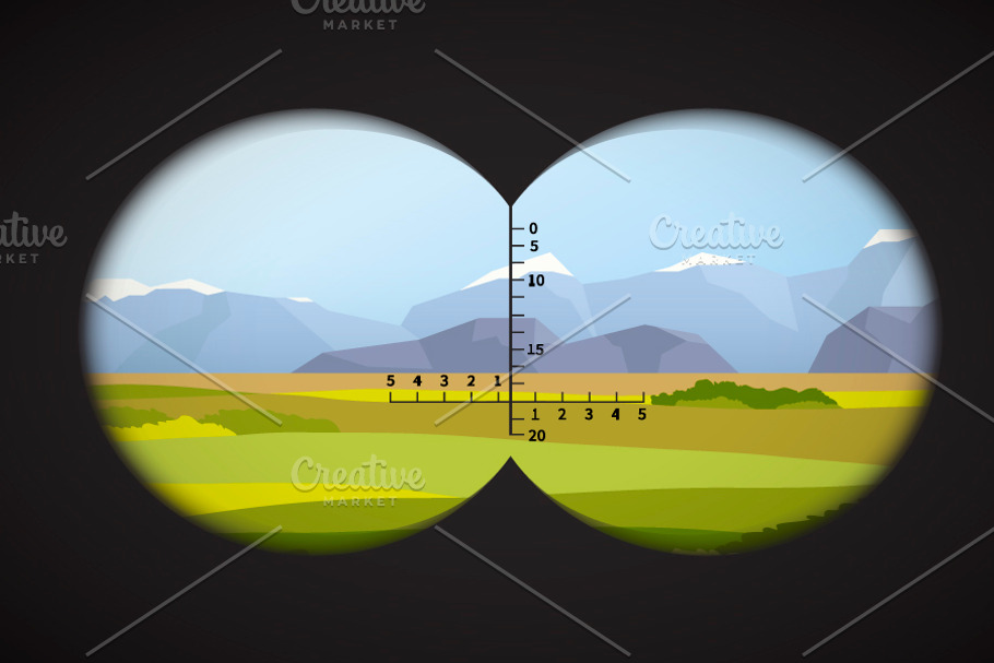 View from binoculars on landscape in Illustrations - product preview 8