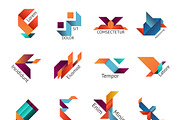 Origami business logo set