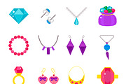 Jewelry vector flat icons