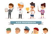 Cute cartoon professions kids vector