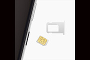 Smartphone sim card and a tray.