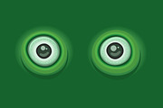 Cartoon Eyes on Green Background