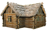 Wooden Thatch House T-Shaped