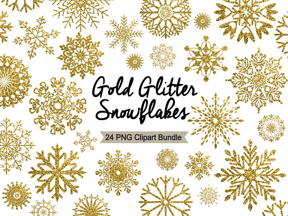 Winter Clipart - Gold Glitter  in Illustrations - product preview 1