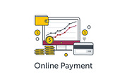 E-commerce or payment online icons.