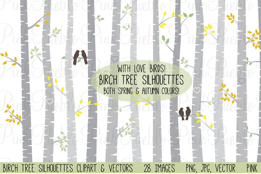 Birch Tree Clipart and Vectors in Illustrations - product preview 8