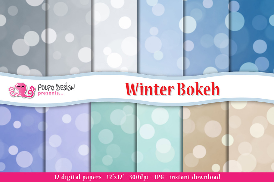 Winter Bokeh digital paper in Patterns - product preview 8