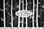 Chalkboard Birch Tree Clipart/Vector