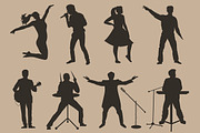 Brown vector musicians silhouettes