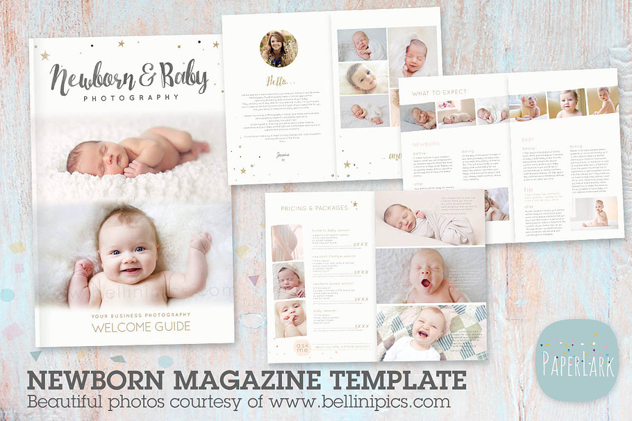 PG023 Newborn Photography Magazine in Magazine Templates - product preview 8