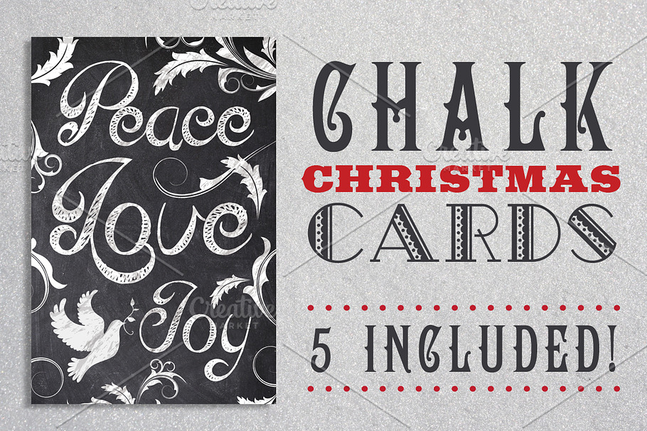 Chalk Christmas Card Bundle in Card Templates - product preview 8