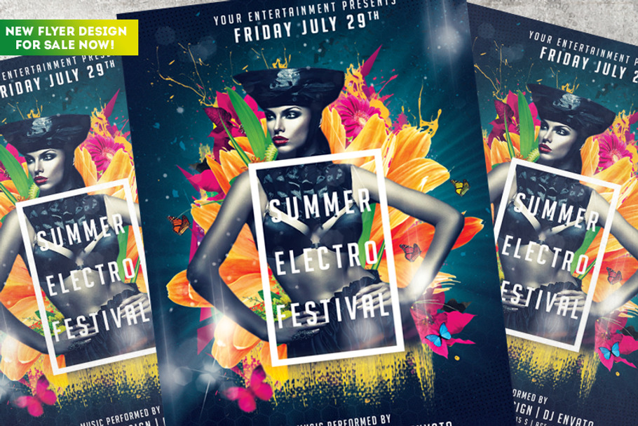 Summer Electro Festival in Flyer Templates - product preview 8