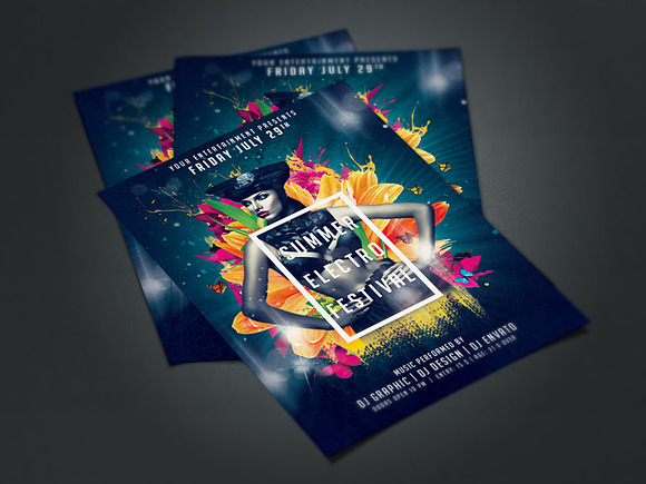 Summer Electro Festival in Flyer Templates - product preview 1