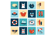 Summer flat colorful icon collection