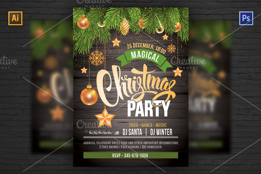 ❄︎ Christmas Party Invitation in Flyer Templates - product preview 8
