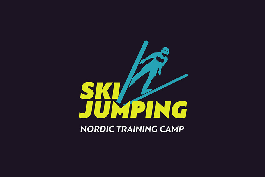 Jumping skier.Sport icon template.