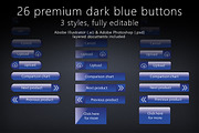 26 glossy dark blue buttons