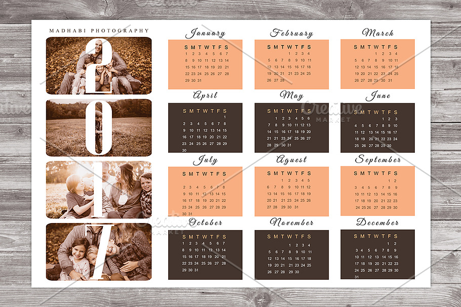 2017 Wall Calendar Template CA01 in Stationery Templates - product preview 8