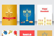 Hanukkah holiday cards set vector.