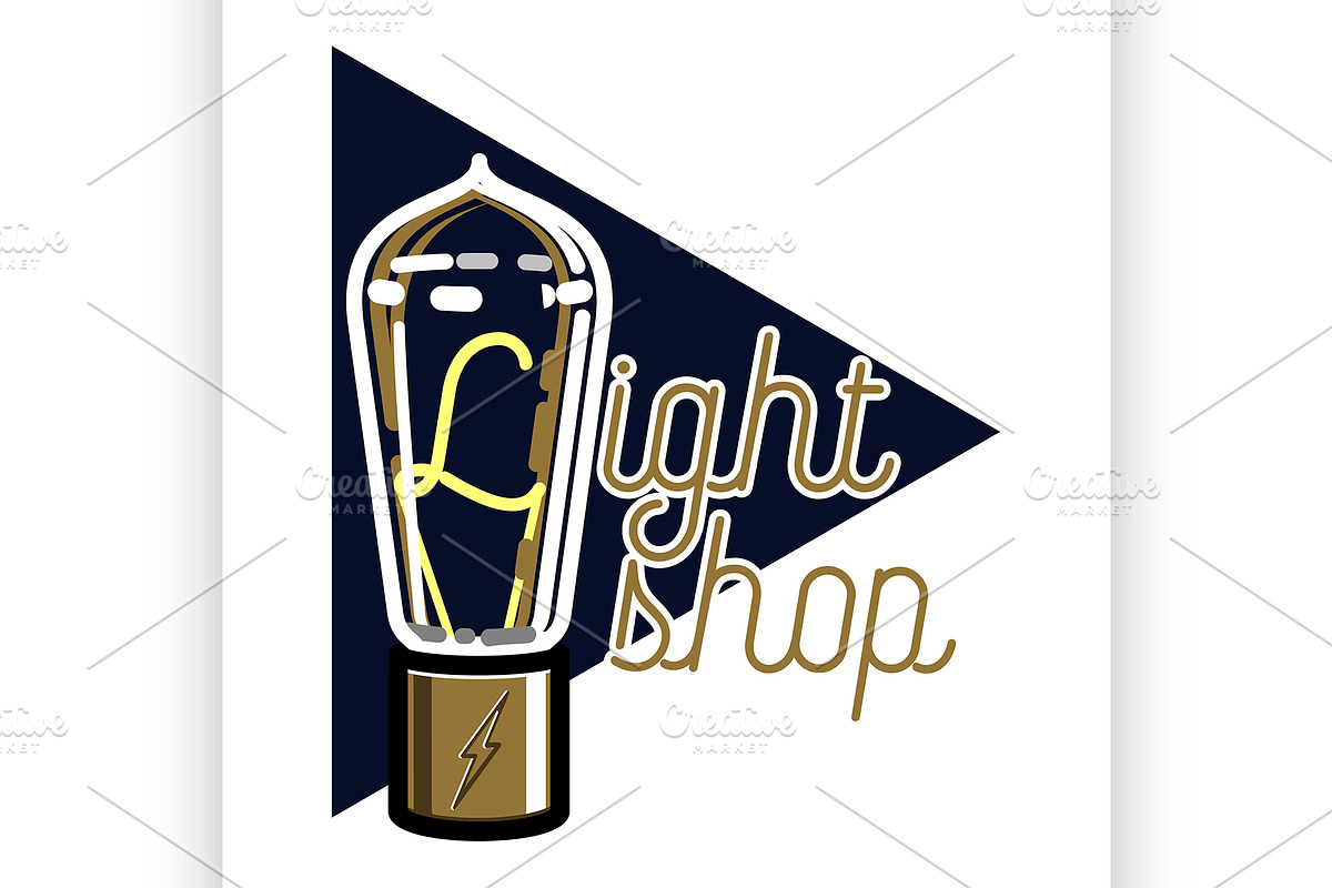Color vintage lighting shop emblem in Illustrations - product preview 8