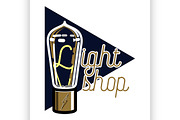 Color vintage lighting shop emblem
