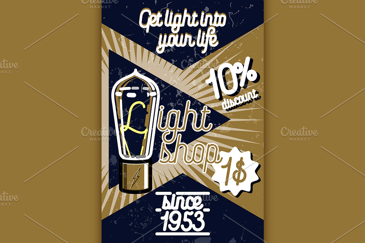 Color vintage lighting shop poster in Illustrations - product preview 8