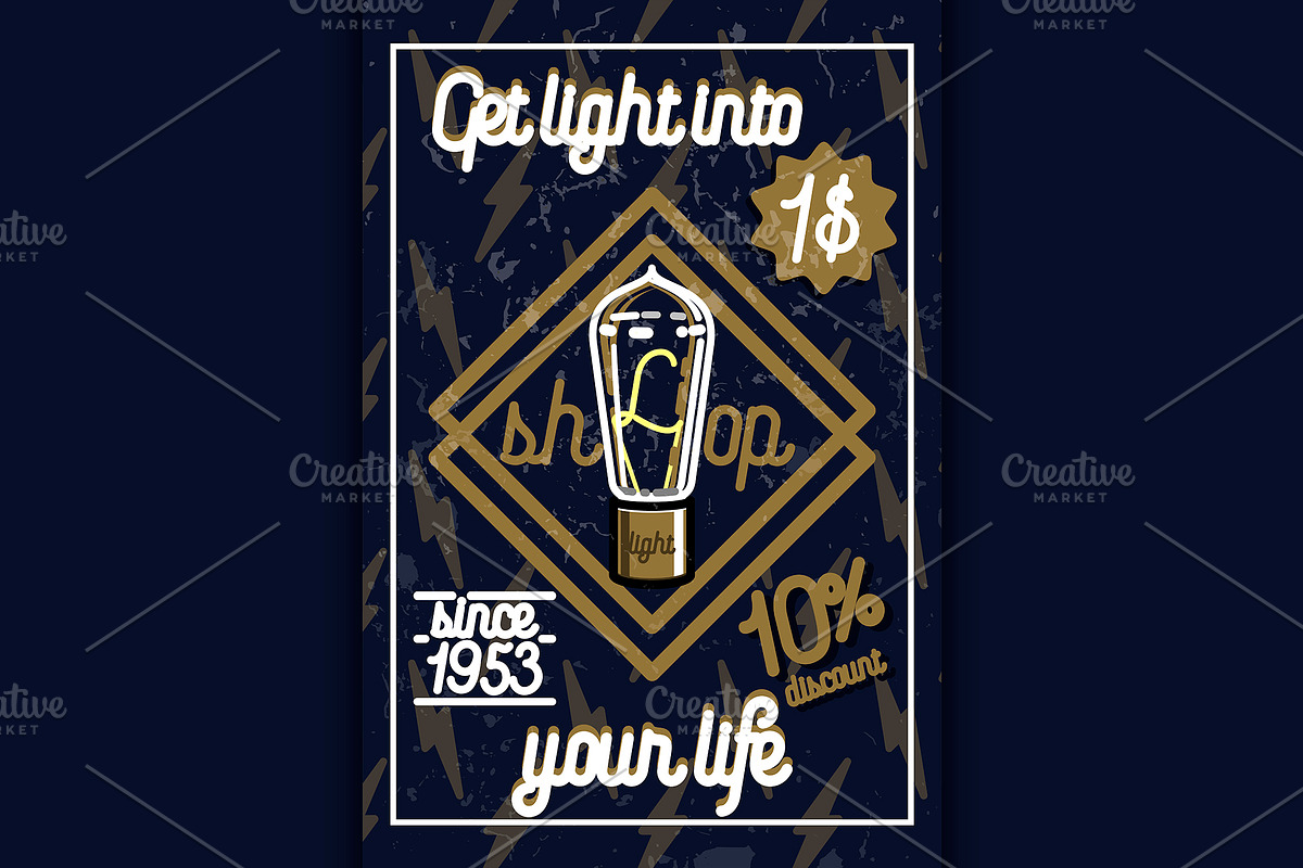Color vintage lighting shop poster in Illustrations - product preview 8