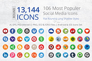 212 Flat Round Social Media Icons