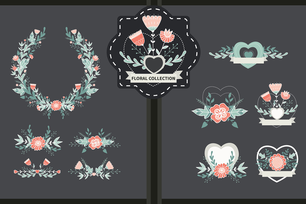  Hand drawn floral vector set in Objects - product preview 8