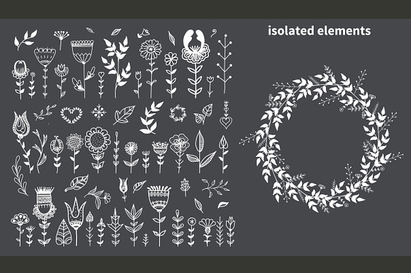 Hand drawn floral vector set in Objects - product preview 1