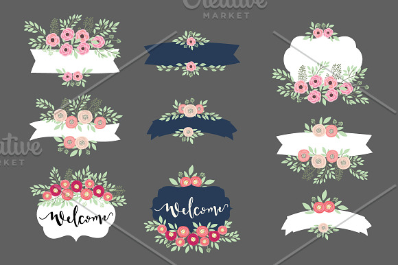 HAND DRAWN VECTOR FLOWER & RIBBON  in Illustrations - product preview 3