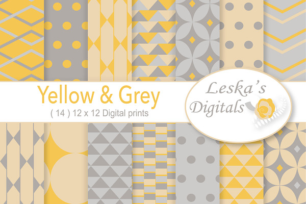 Grey & Yellow Digital Paper Pack