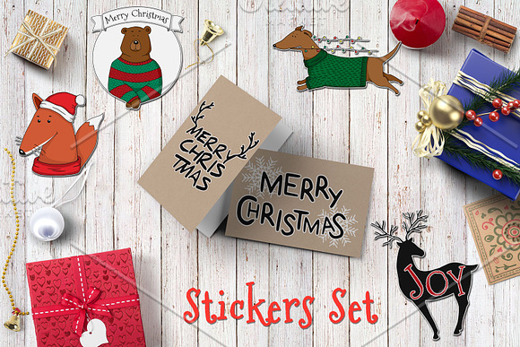 Christmas greting cards, vector set in Illustrations - product preview 1