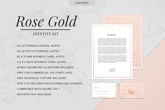 ROSE GOLD | Identity Kit in Stationery Templates - product preview 6