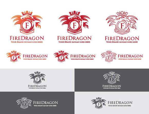 Fire Dragon Letter Crest Logo in Logo Templates - product preview 3