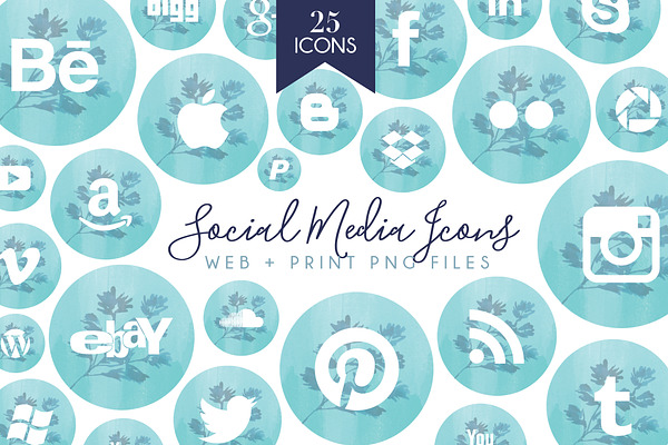 Tiffany Social Media Icons Set