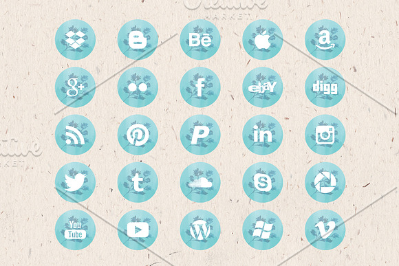 Tiffany Social Media Icons Set in Graphics - product preview 1