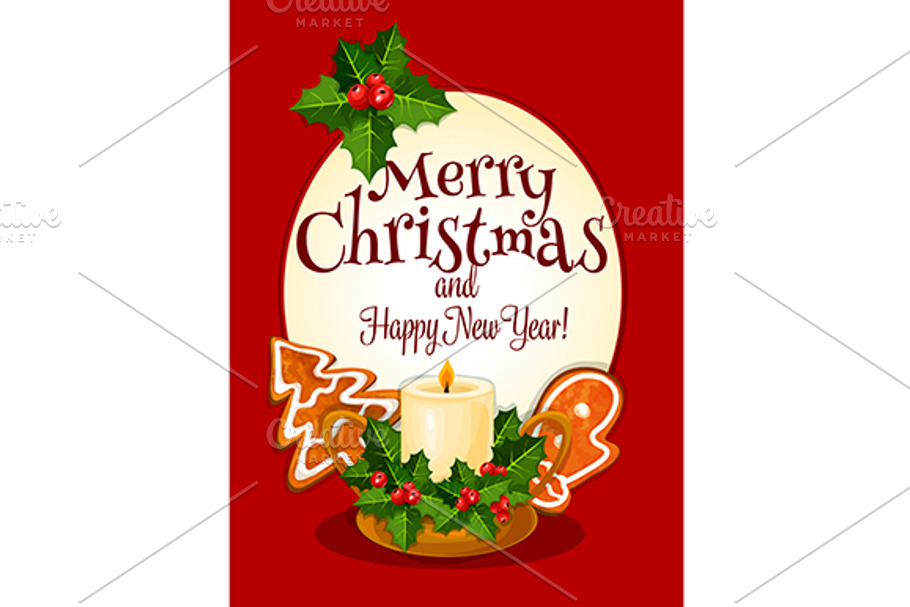 Christmas candle greeting card in Graphics - product preview 8