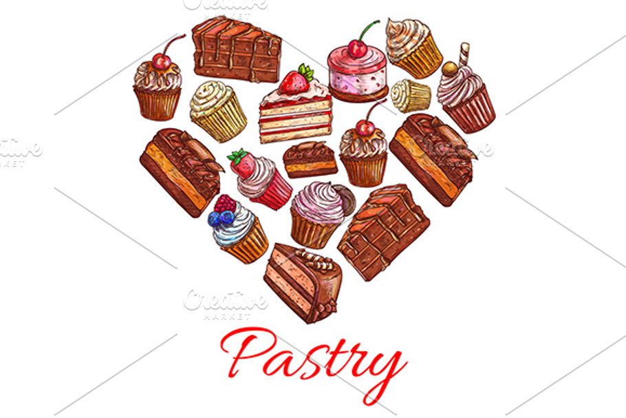 Pastry label in shape of heart in Graphics - product preview 8
