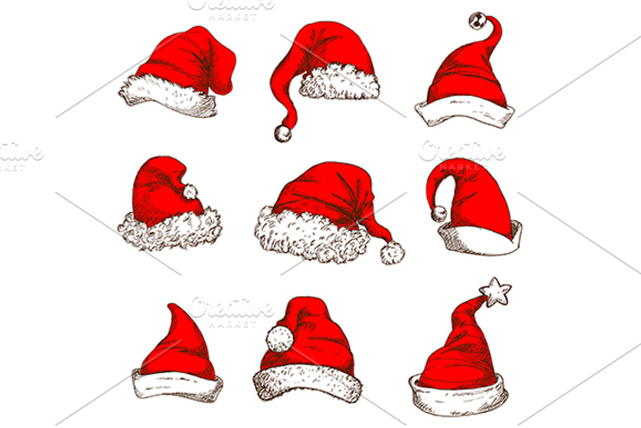 Santa Claus red hat icons in Graphics - product preview 8