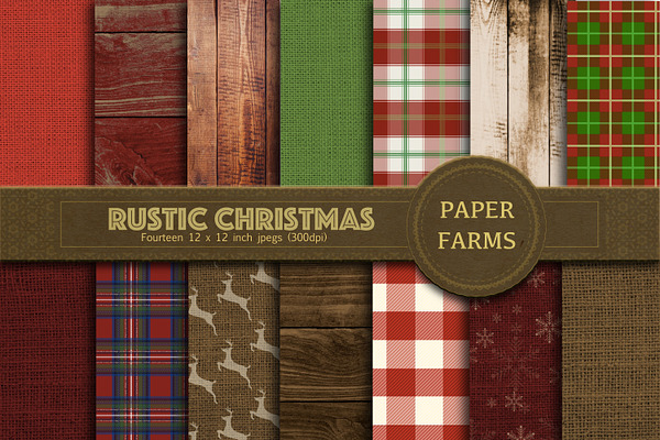 Rustic Christmas digital paper 