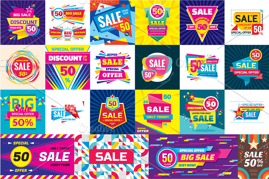 Sale & Discount Vector Banners Set in Flyer Templates - product preview 8